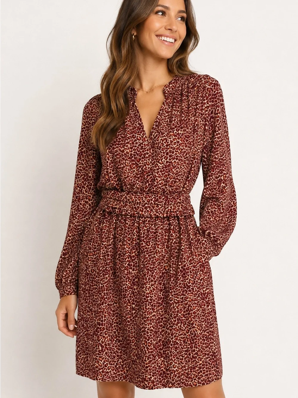 H&M Animal Print Long Sleeve Dress – Size 10